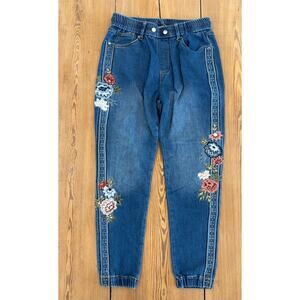 Driftwood Floral Denim Jogger Elastic Waist Small